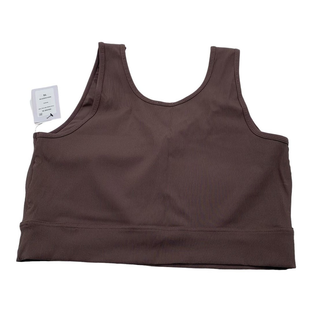 Cotton ON Curve Active Cropped Tank Top Ribbed Knit Brown Stretch Women's 16 NWT